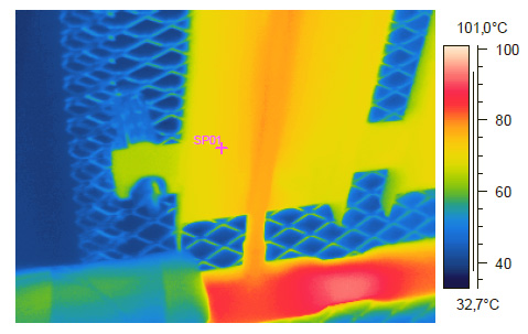 Termogram chladiče při měření